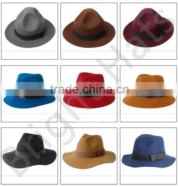 100% Wool Felt Hat Fashion Custom Wool Felt Fedora Hat