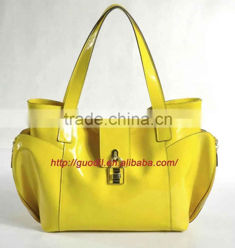 New arrival! Patent leather turn lock tote bags 2012 Fashion ladies leather handbags