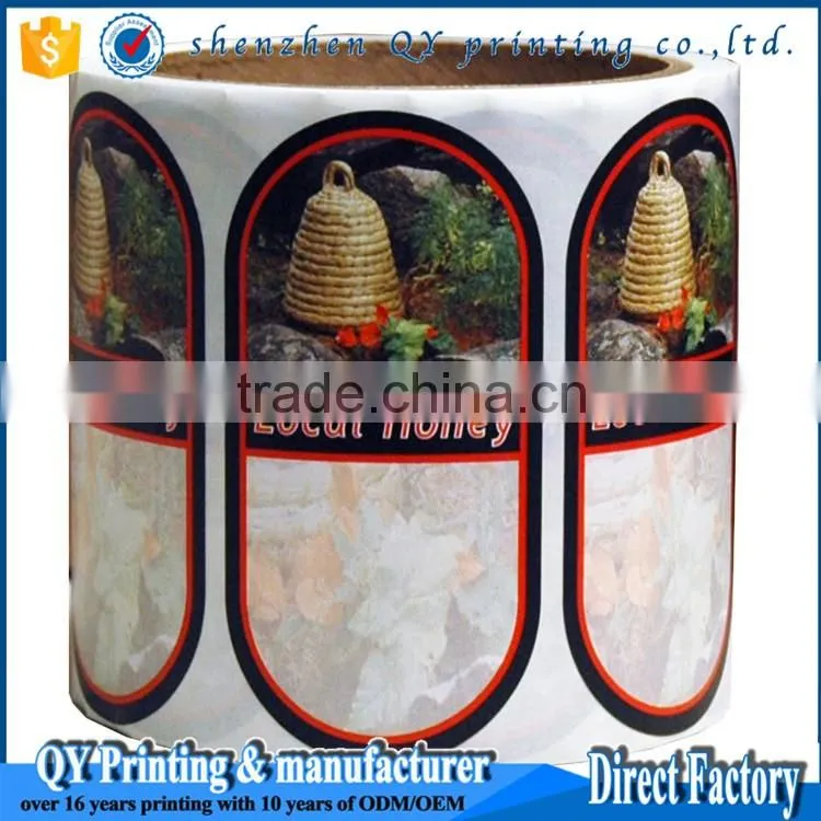 custom food label honey labels,waterproof honey label for jar bottle
