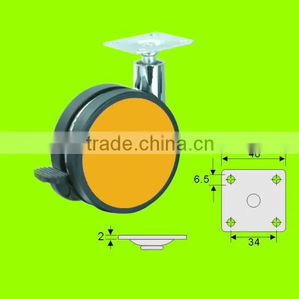 hot sale 82mm swivel top plate colorful furniture caster with brake (FC4311A)