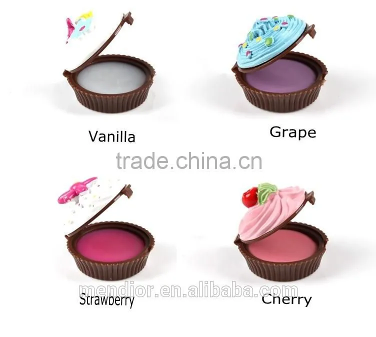 Mendior wholesale cupcake gift flower lip balm set fruit organic essence Christmas birthday gift 4pcs/set/box support OEM