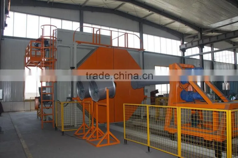 Two arms shuttle rotomolding machine for manufacturing plastic products