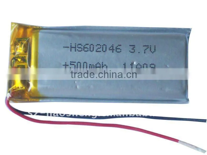 602046 Rechargeable polymer Battery for 500mAh 3.7V