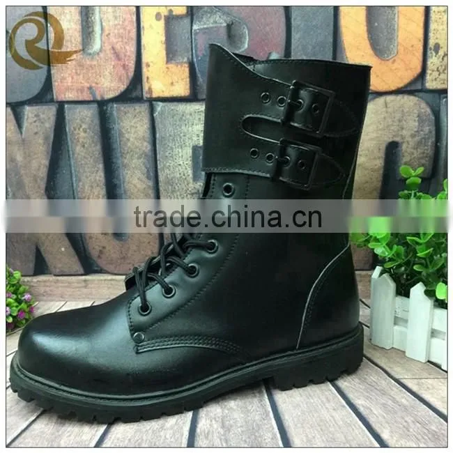 Genuine leather military combat tactical boots man black