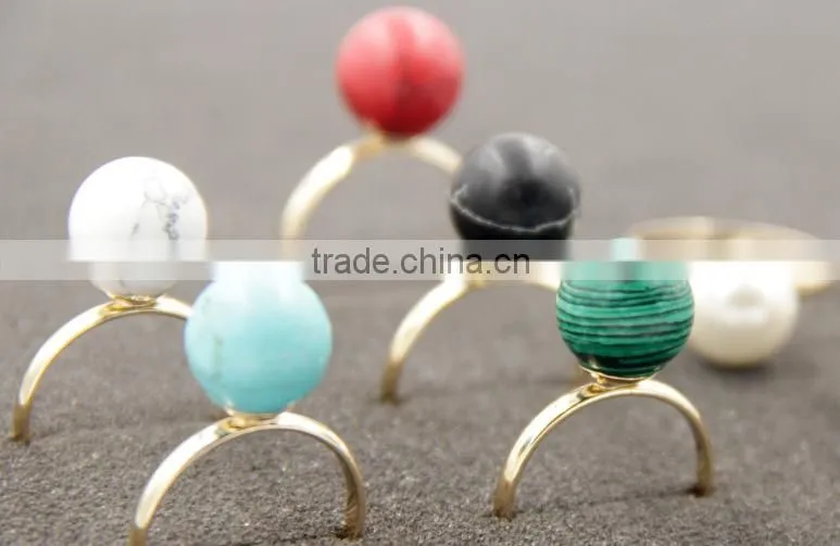 New Style Turquoise alloy ring with unique various color ball