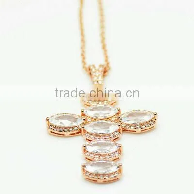 Wholesale Clear CZ Cross Chain Pendant