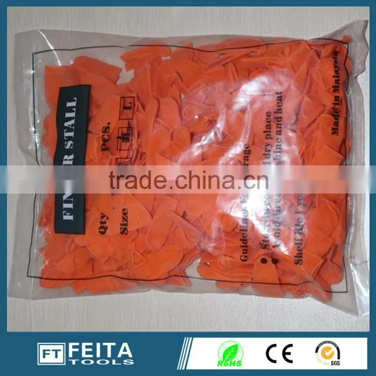 Orange Anti-slip ESD Rubber Latex Power Free Finger Cots