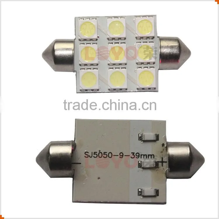 9 PCS 5050 smd Canbus light festoon base car roof led light