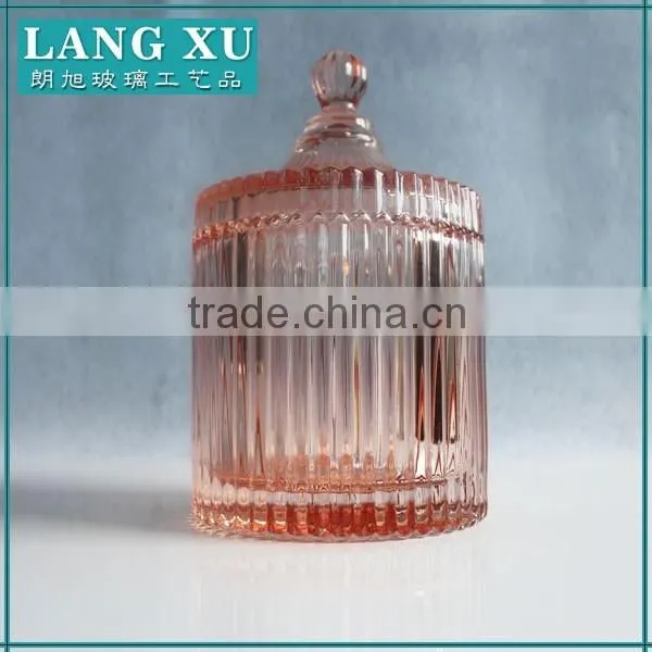 Crystal cute decorative glassware candle glass jar with lid
