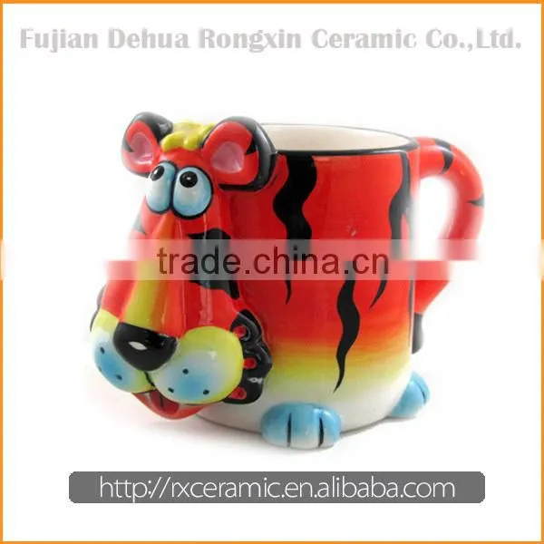 Cartoon animal hand-painted 3D ceramic 6 oz mug
