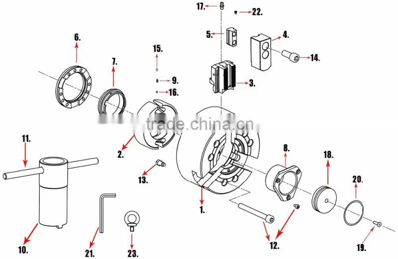 Type 3 Jaw 15 Inch Stationary Thru-hole Dynamic Hydraulic Power Chuck