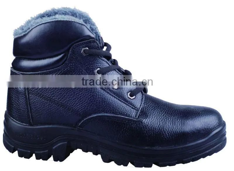 black thermal safety shoes steel toe cap protective footwear industrial safety work shoes artificial wool warm safety shoes