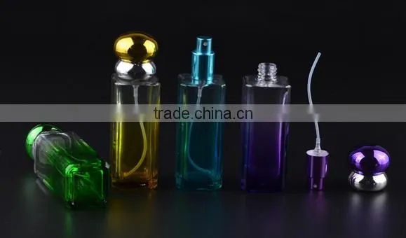 Portable travel 30 ml square glass pink perfume bottle perfume spray bottle