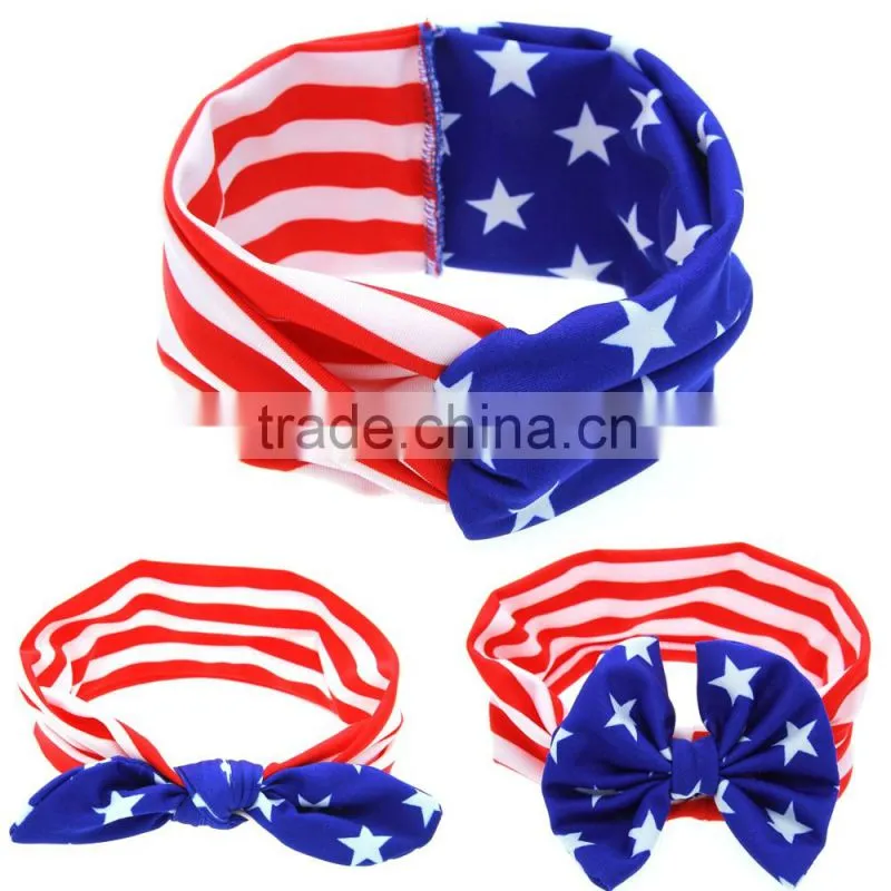 New Hot Baby USA Turban headband 4th of July American Flag Headband, Bbay Fashion National Flag hair accessories
