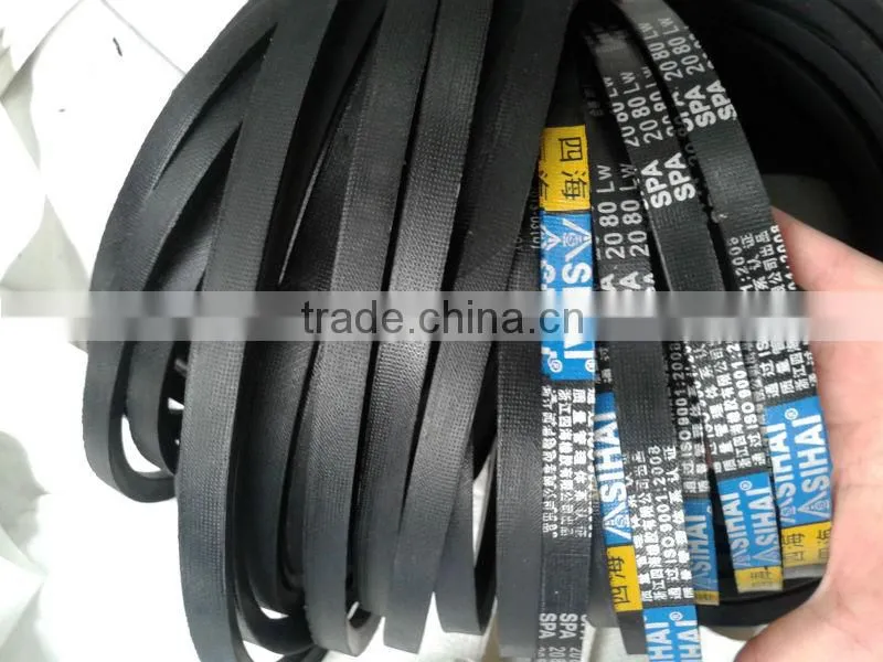 Wedge wrapped abrasive belts for transmission