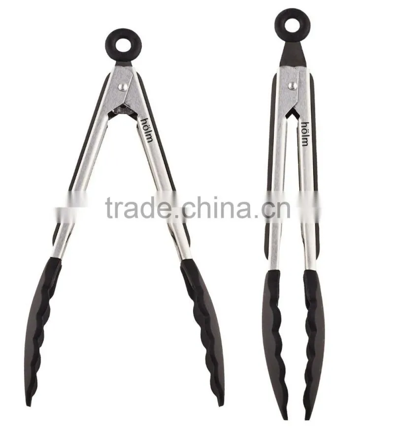 Stocks Feature Food Tongs 430 Stainless Steel Tools Silicone Cooking Utensils