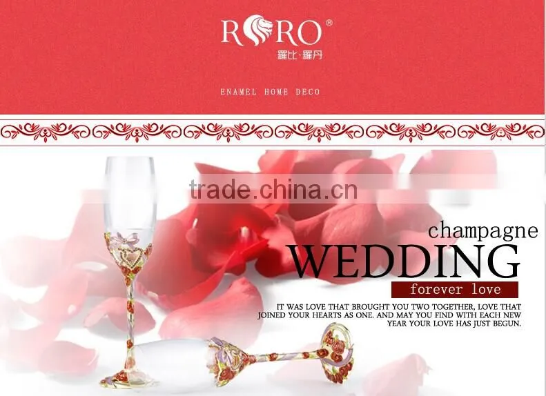 RORO Forever Love rose enamel pewter craft wedding gift champagne goblet