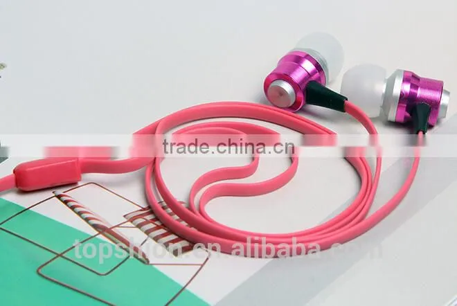 2015 new products hot selling earphone colorful in-ear earphones with flat cable