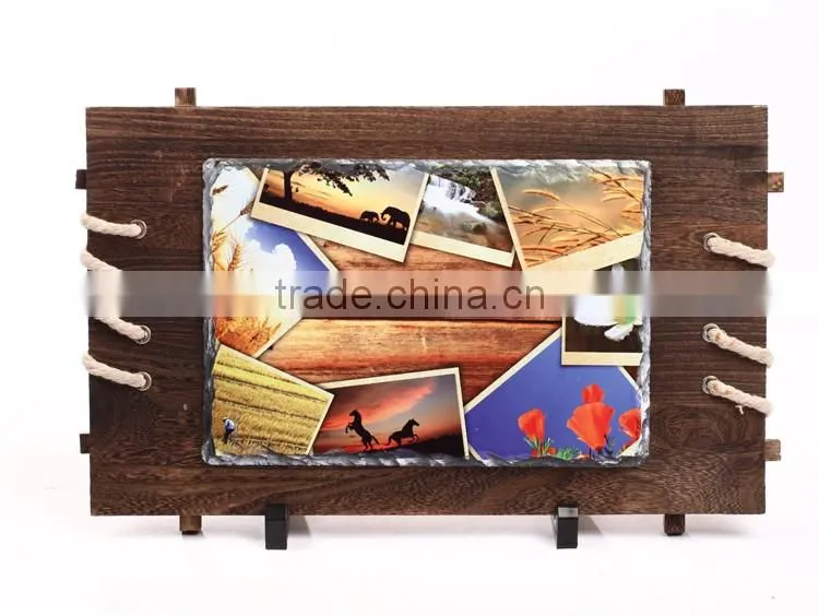 Hot Sale home decoration landscaping slate rock blank wooden frame sublimation you rock pictures