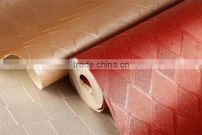 leather effect vinyl wallpaper for restaurant decoration