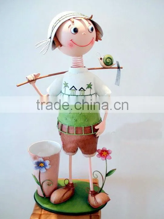 Outdoor Decoration Metal Doll Flower Pots