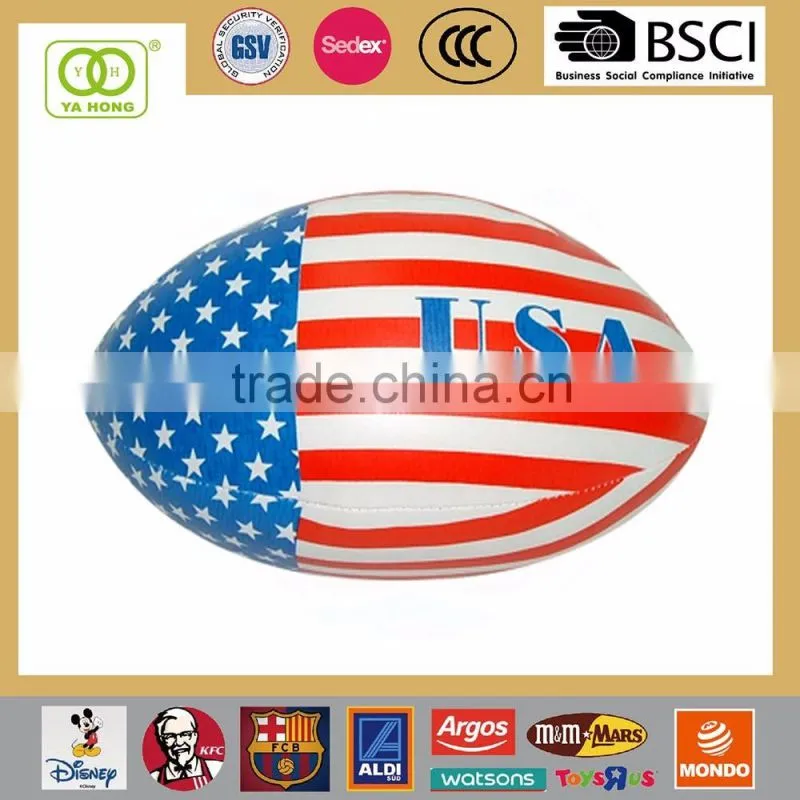 Custom Soft Rugby Toy by PP cotton and PVC leather material