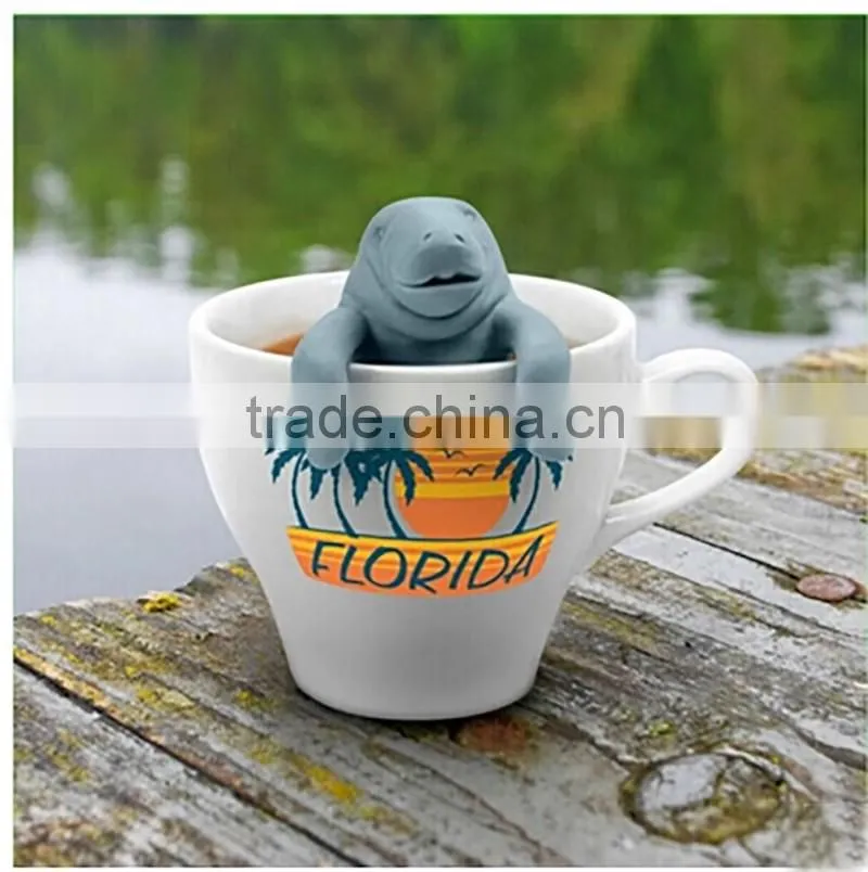 Free Mould! Wholesale Silicone Manatee tea Diffuser Infuser,silicone Loose Tea Leaf Strainer, silicone tea Herbal Spice Filter