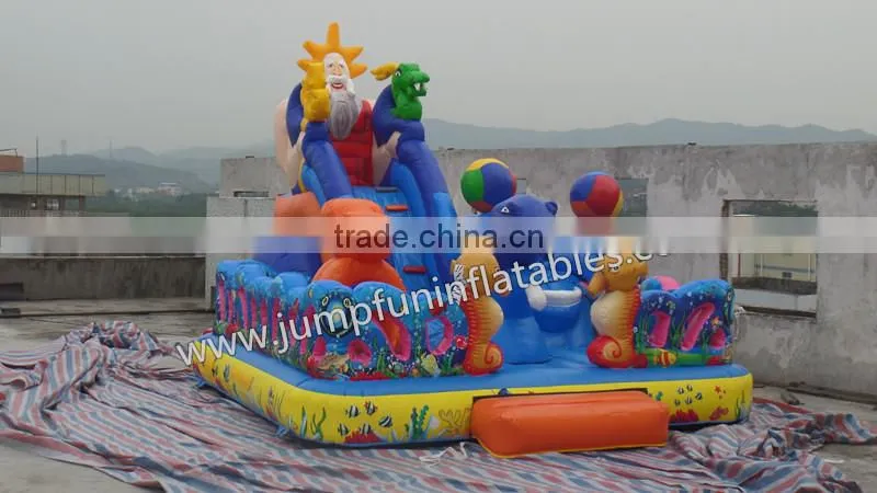 kids mini fun city inflatable poseidon playground slide