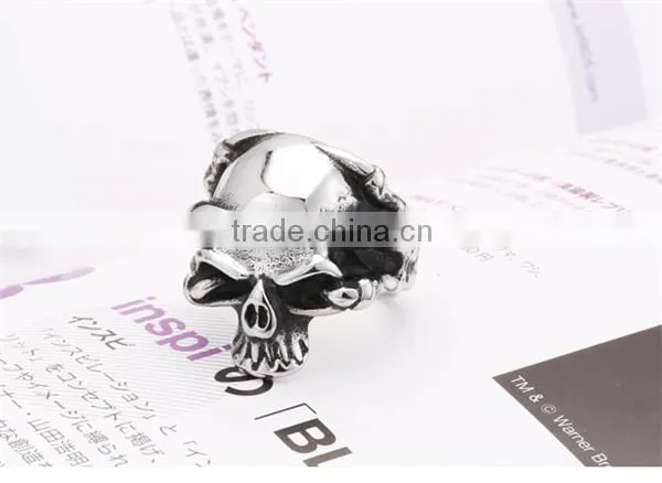 2016 custom design gothic 316L titanium steel devil skull ring