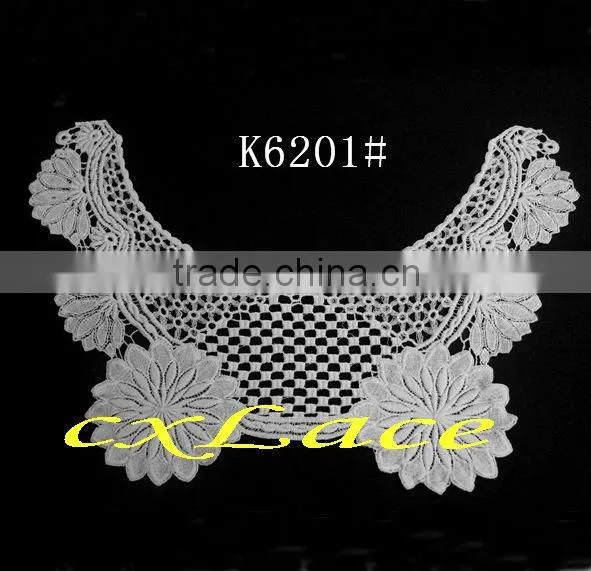 Customized crochet cotton printed lace fabric collar neck designs