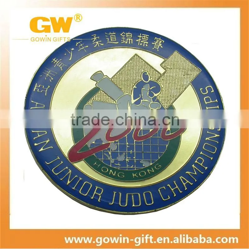 Engraved plate metal custom medallion coin with enamel