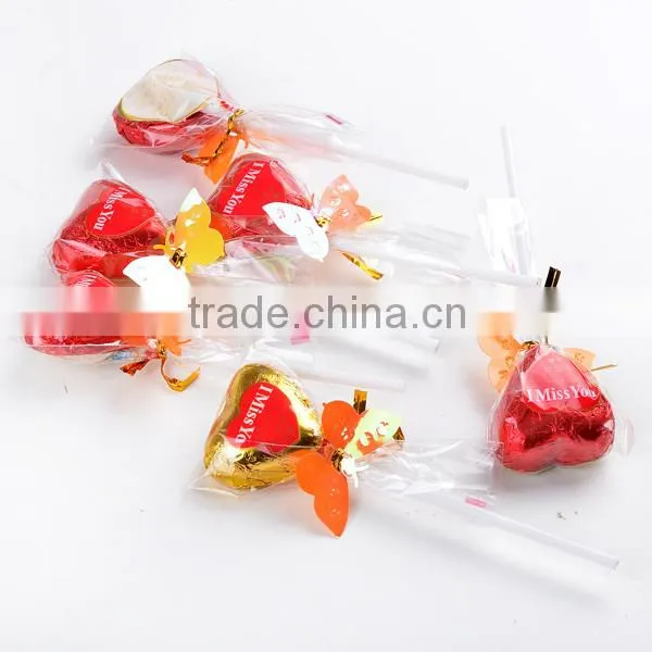customized hot heart shaped chocolate lollipops