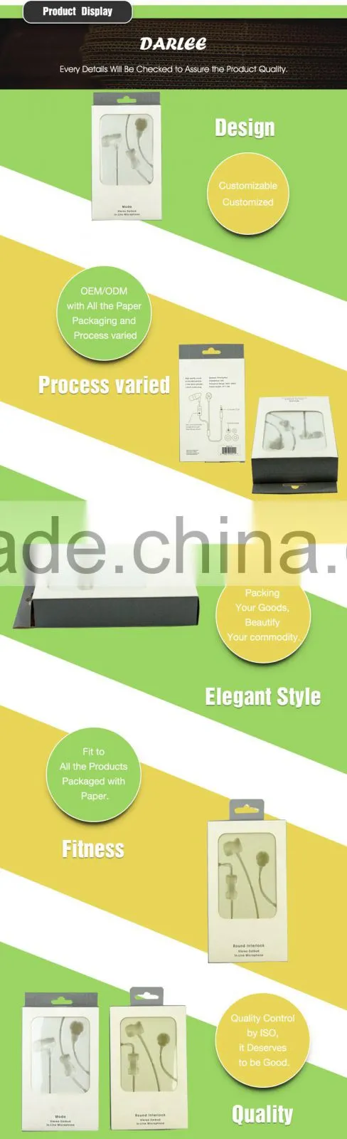 Hot sale color printed custom logo recyclable electronic products packaging with clear window
