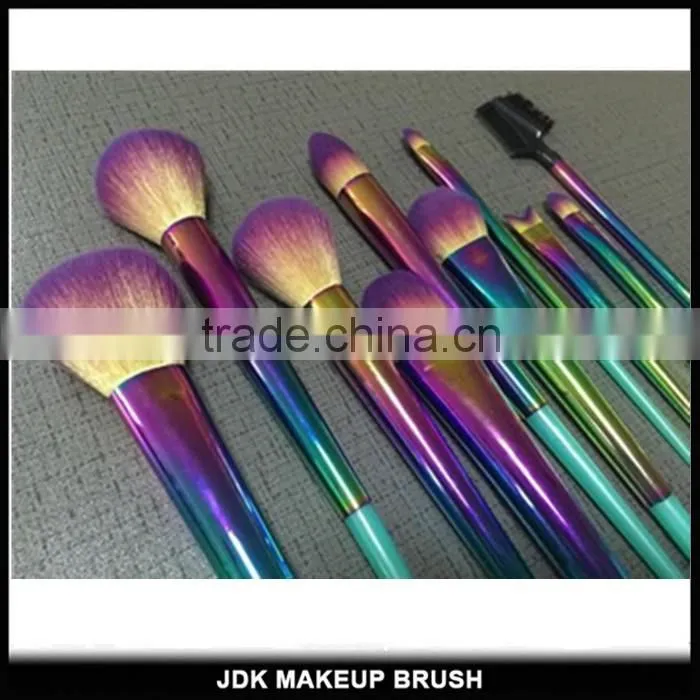 Private label Vegan makeup brushes rainbow color makeup brush set