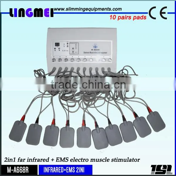 Professional fitness EMS Electro stimulation machine combining infrared slimming and electronic muscle stimulator