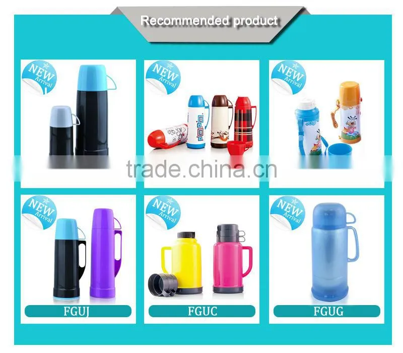 Colorful glass liner plastic thermos keep water hot vacuum outdoors flask