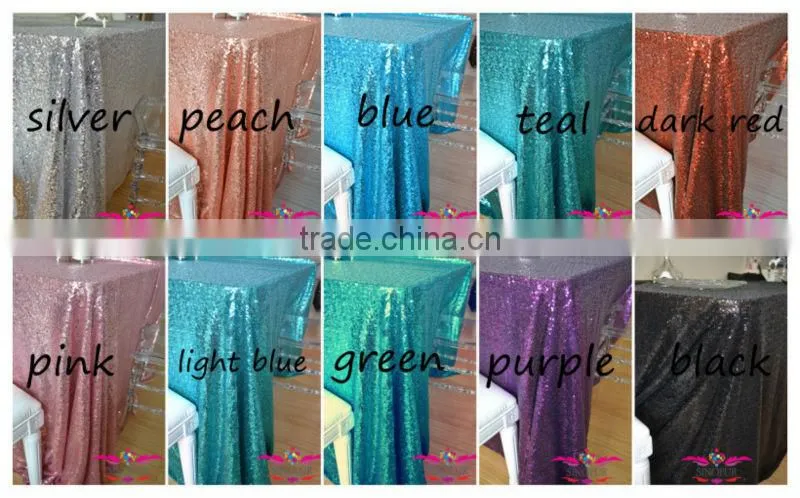 wholesale Qingdao Sinofur cheap OEM ruffled sequin rosette wedding table cloth for restaurant