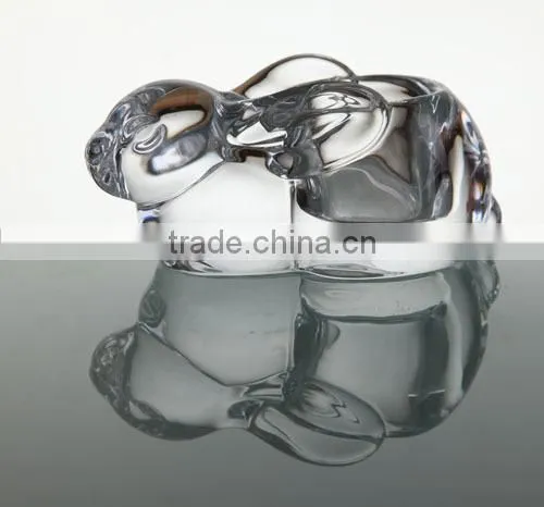 Home decoration crytal glass candle holder,rabbit shape,glass candle holder
