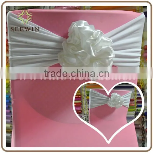 beautiful satin flower and spandex chair sash