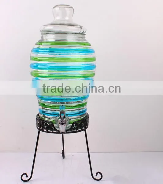 water faucet 5 liter embossed glass juice jar