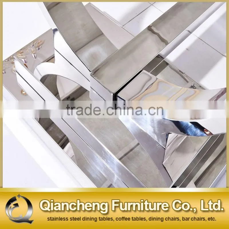 modern 8 person dining table with silver 201 stainless steel