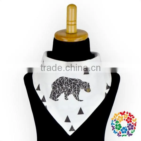 wholesale cartoon animal print bandana bibs, baby bandana drool bib with snap