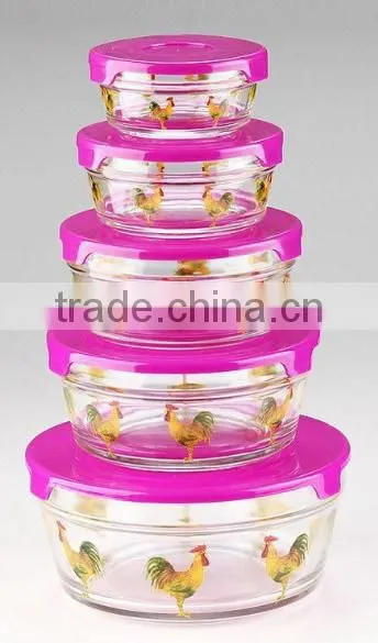 durable transparent glass food storage bowl