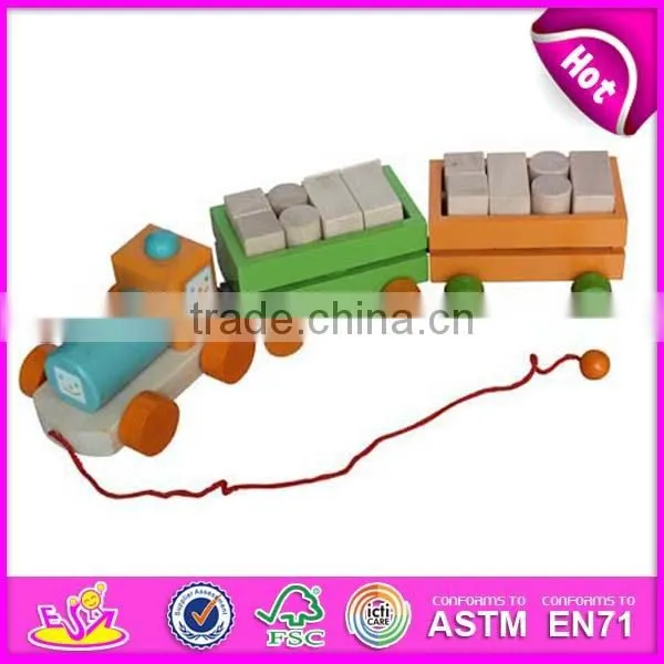 2015 New invention Kids Wooden toy blocks train set,Children 18PCS Wooden toy train,Educational Wooden toys Cargo Train W05C013