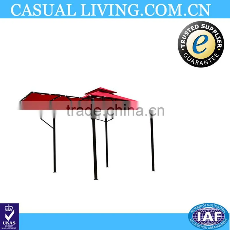 Outdoor Garden Wrought Iron Gazebo with Fold Out Extended Canopy