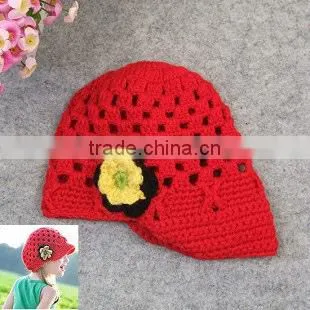 2015 baby flower hat Winter Crochet Hats handmade knitted hat/flower crochet baby patterns