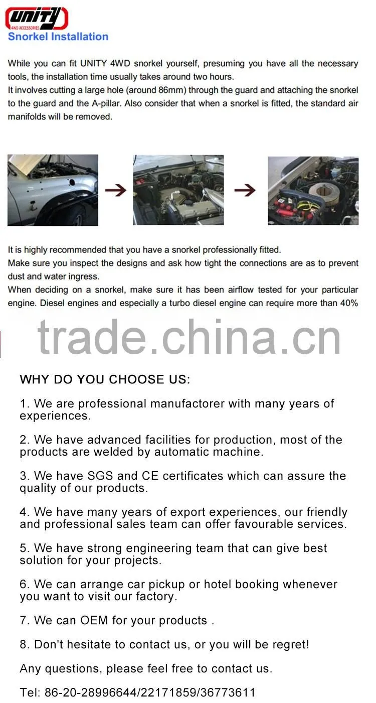 factory price 4x4 car snorkel for PATROL Y61C