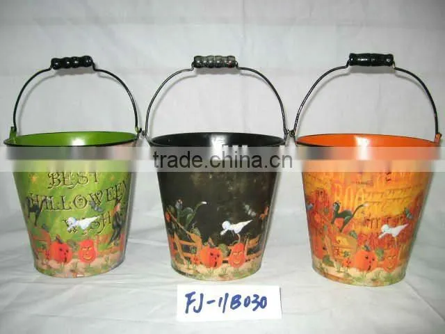 Halloween round handle Tin pot