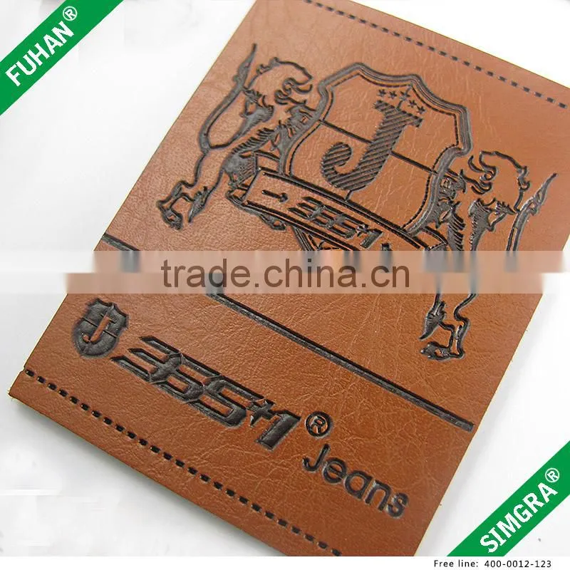 Supply newest fashionable design leather label with crystal