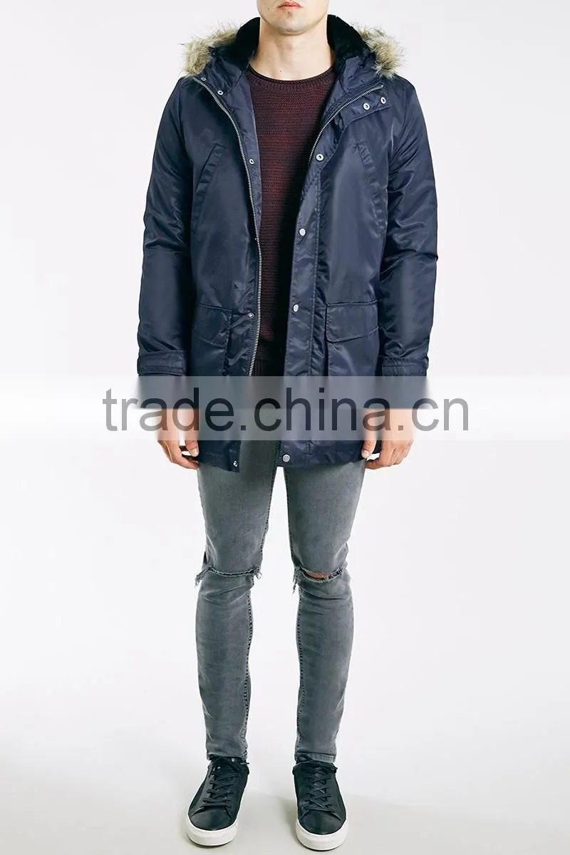 Hot new style cotton-padded mens winter coat parka jacket with fur collar